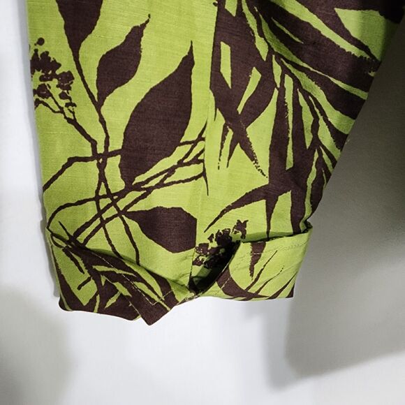 Savvy By Rafael Women Jacket Size 6 Floral Linen Silk Button Up 3/4 Sleeve Green - Picture 6 of 10